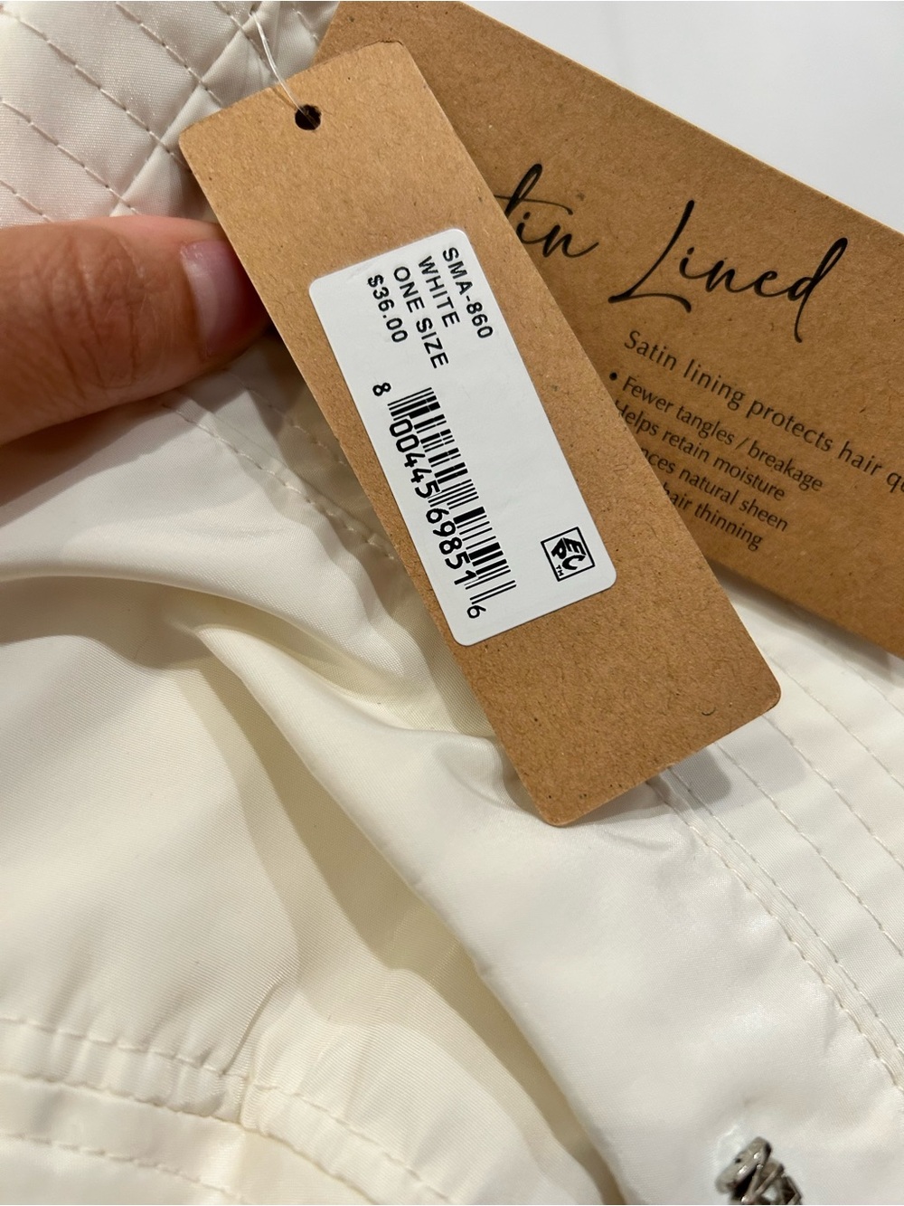 Steve Madden Cream Satin Bucket Hat with Subtle Sheen - Picture 4 of 5